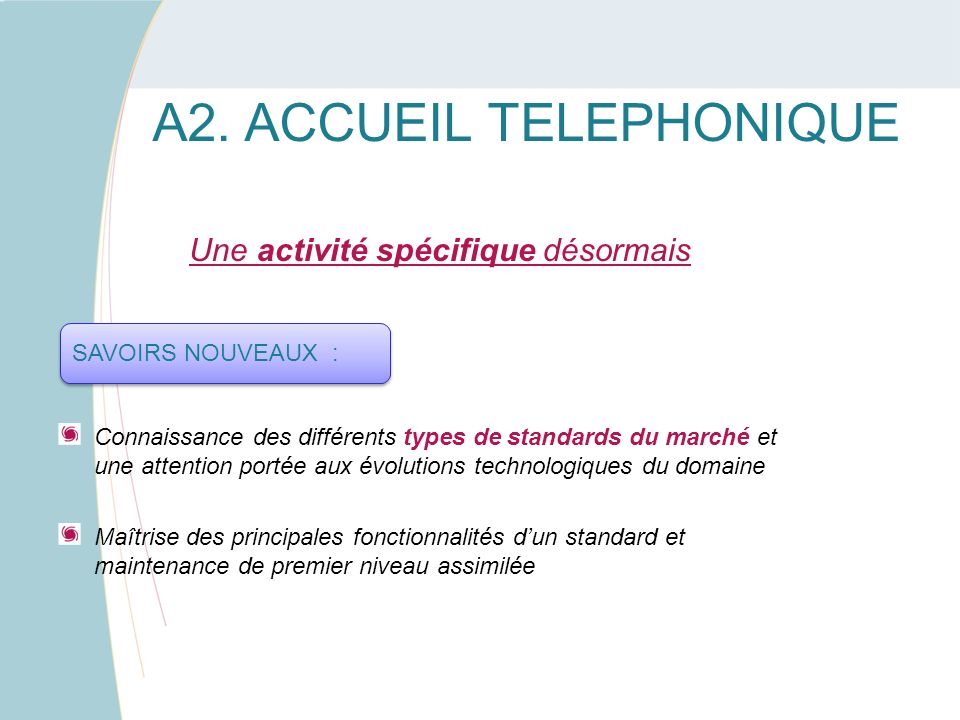 A2. ACCUEIL TELEPHONIQUE