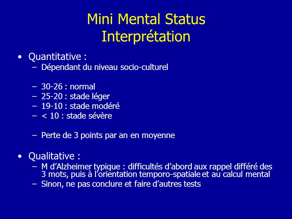 Mini Mental Status Interprétation