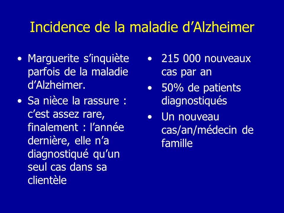 Incidence de la maladie d’Alzheimer