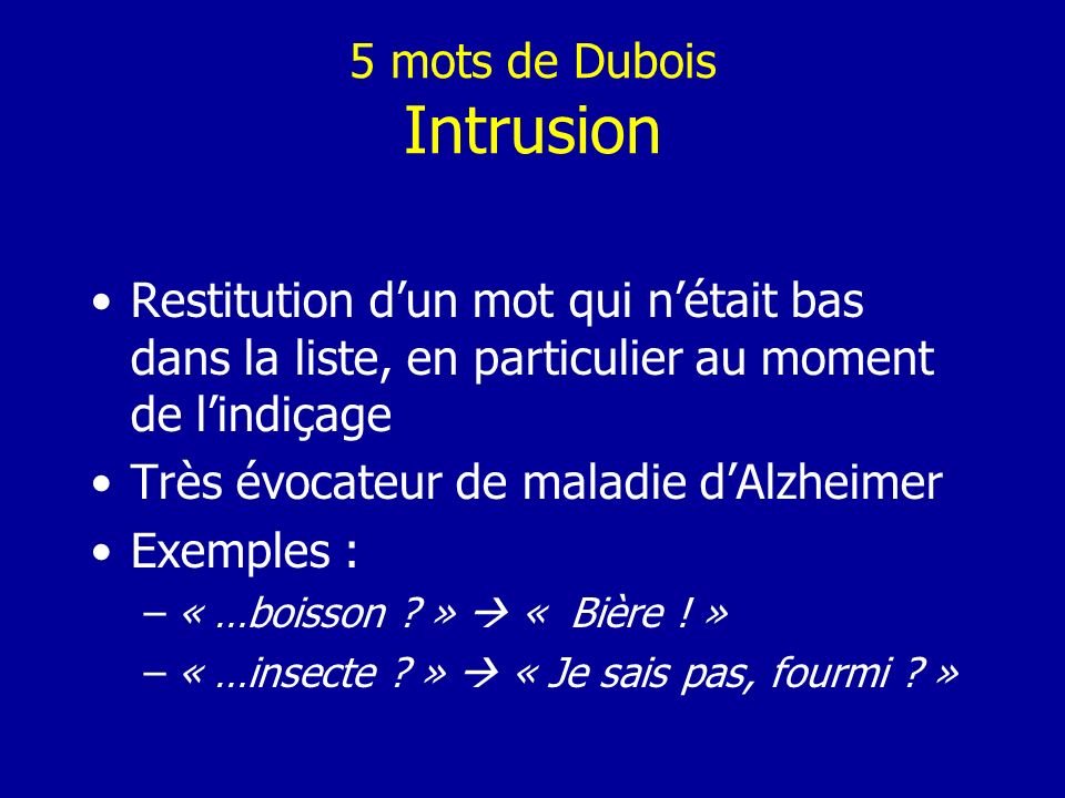 5 mots de Dubois Intrusion