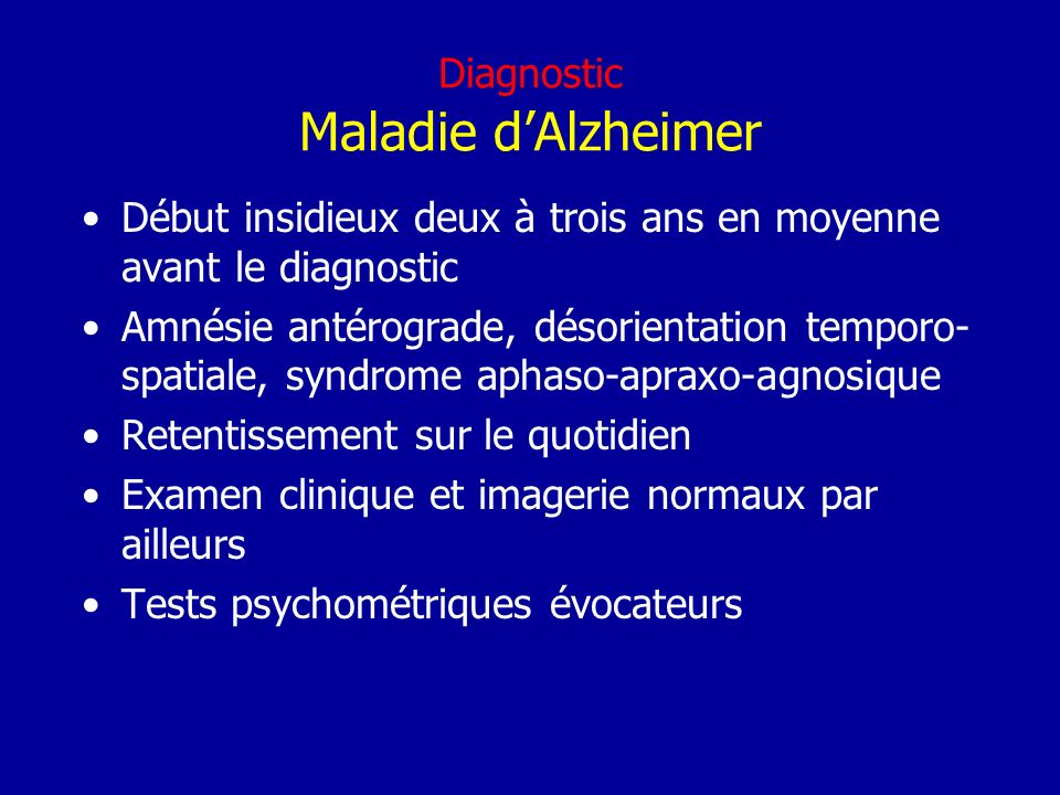 Diagnostic Maladie d’Alzheimer