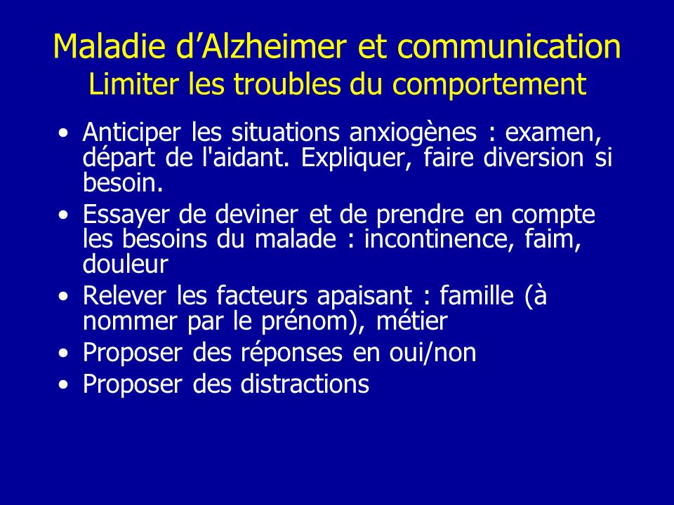 Maladie d’Alzheimer et communication Limiter les troubles du comportement