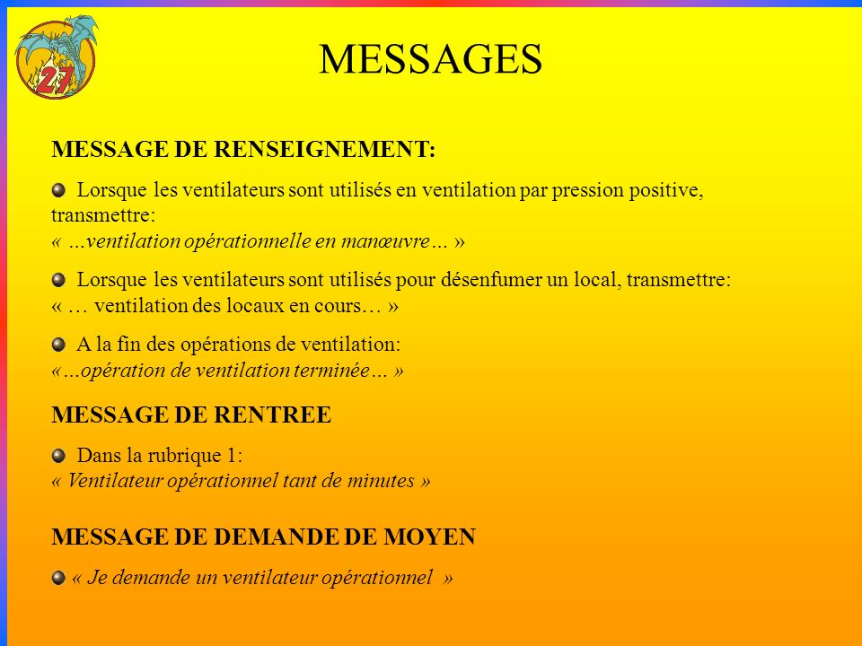 MESSAGES MESSAGE DE RENSEIGNEMENT: MESSAGE DE RENTREE