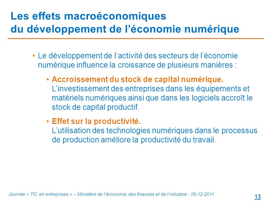 Les effets macroéconomiques du développement de l’économie numérique