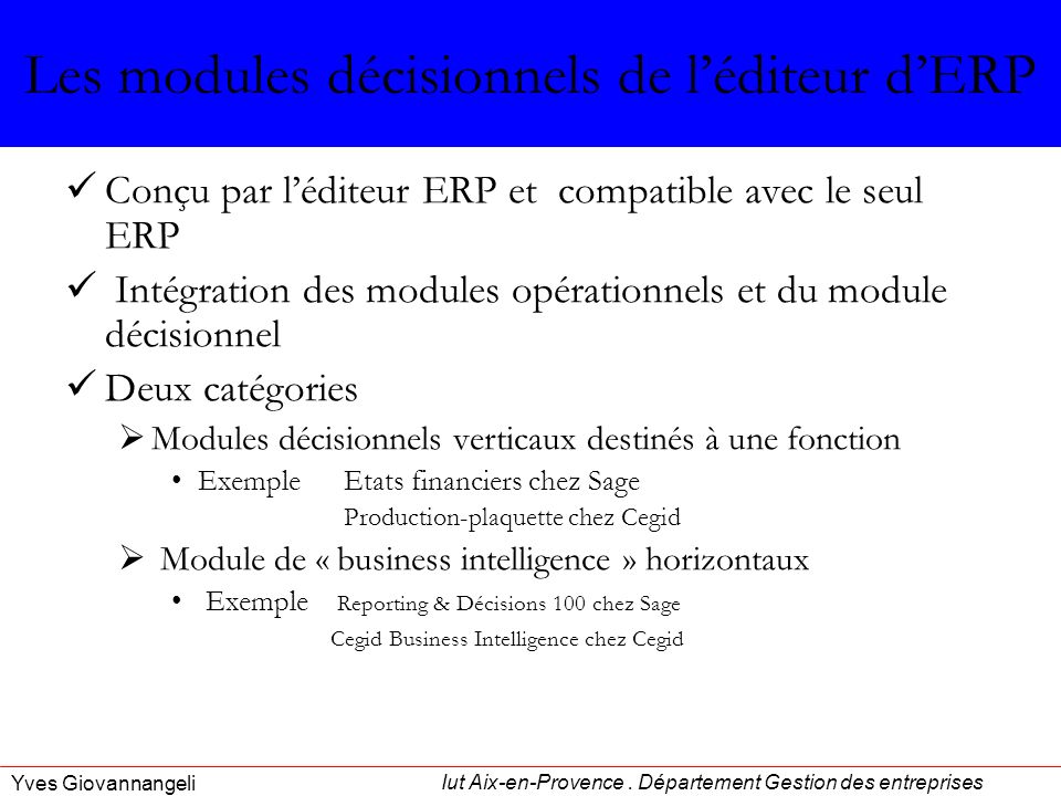 Les modules décisionnels de l’éditeur d’ERP