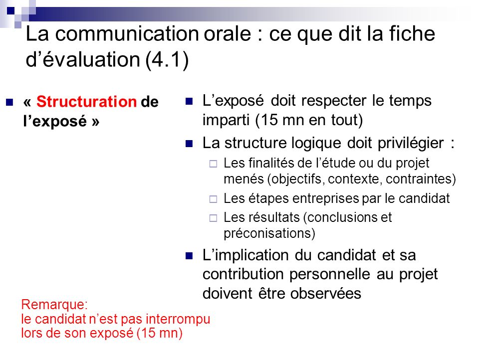 La communication orale : ce que dit la fiche d’évaluation (4.1)