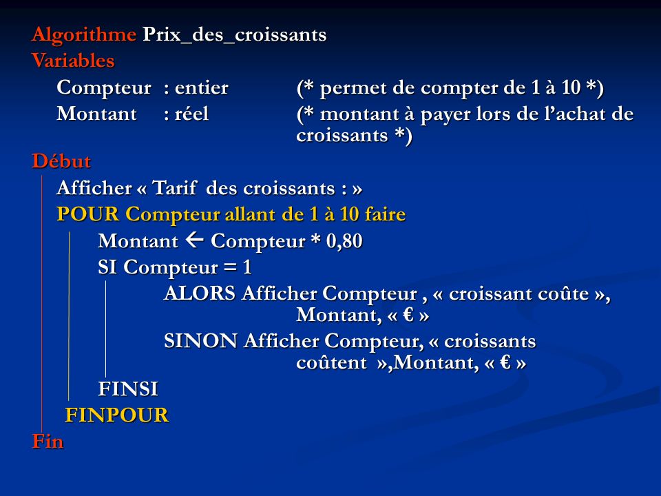 Algorithme Prix_des_croissants