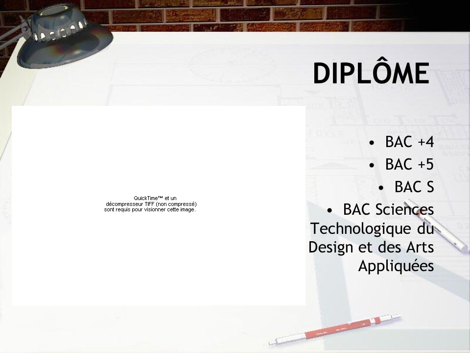 DIPLÔME BAC +4 BAC +5 BAC S BAC Sciences Technologique du Design et des Arts Appliquées