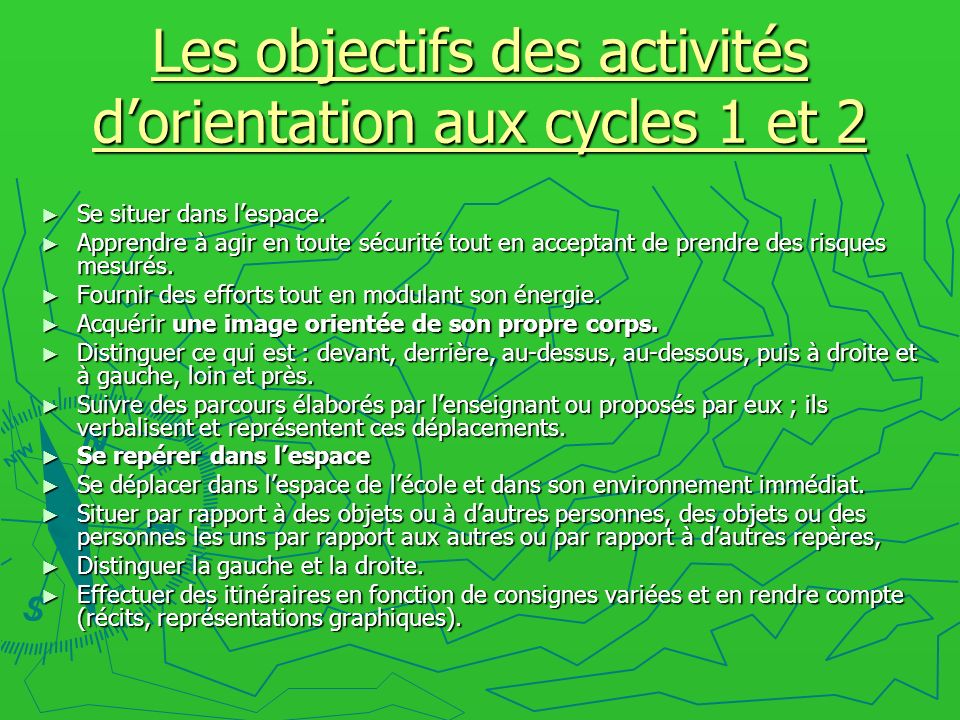 Les objectifs des activités d’orientation aux cycles 1 et 2
