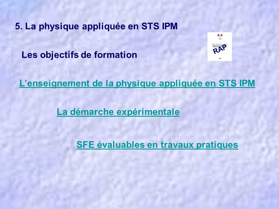 5. La physique appliquée en STS IPM