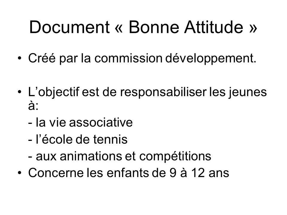 Document « Bonne Attitude »