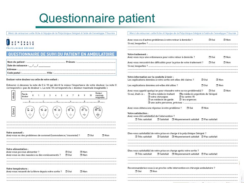 Questionnaire patient