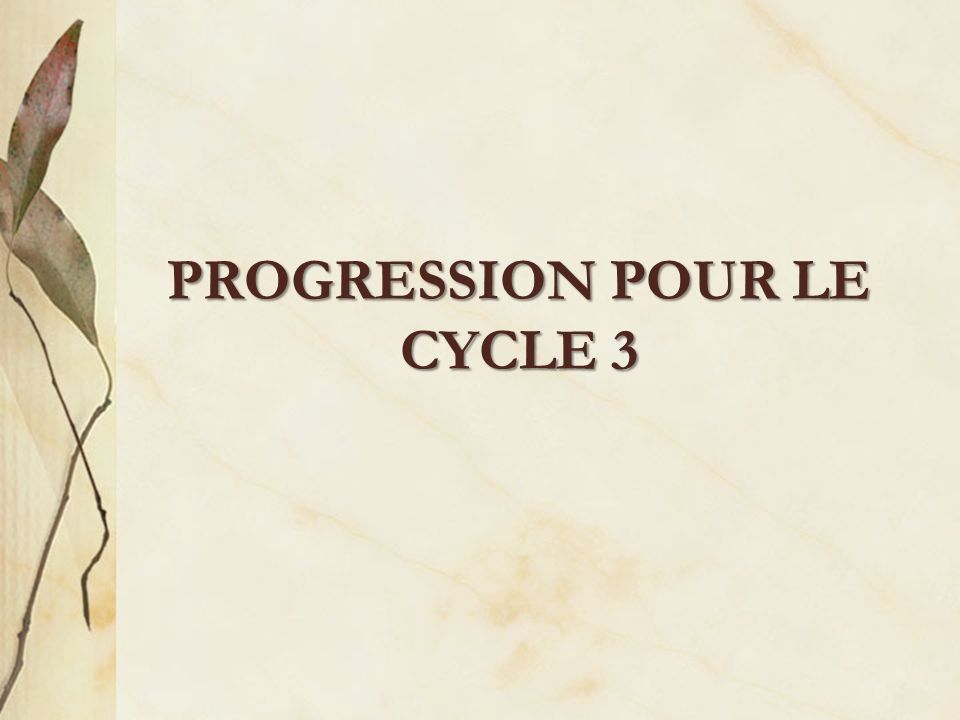 PROGRESSION POUR LE CYCLE 3