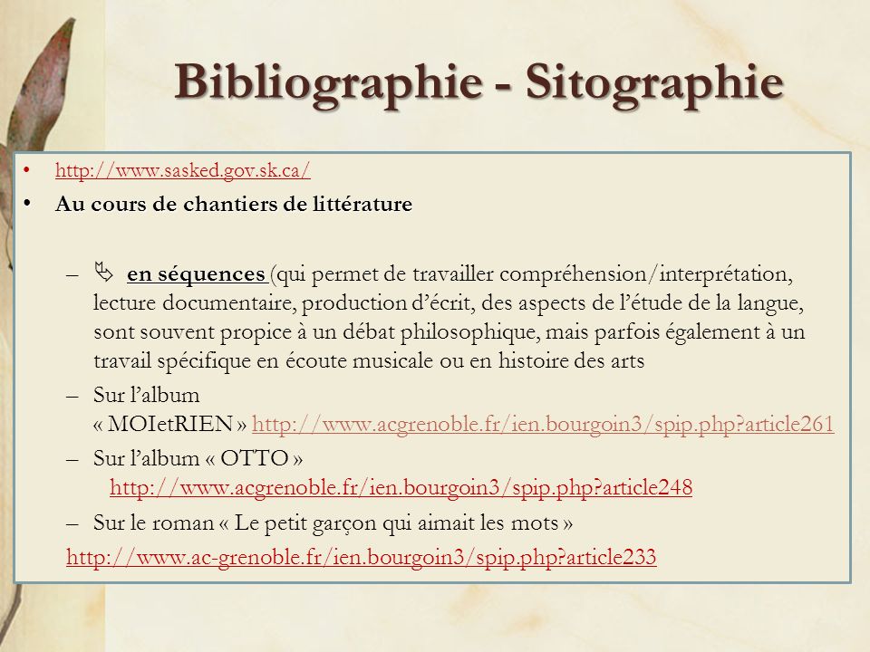 Bibliographie - Sitographie