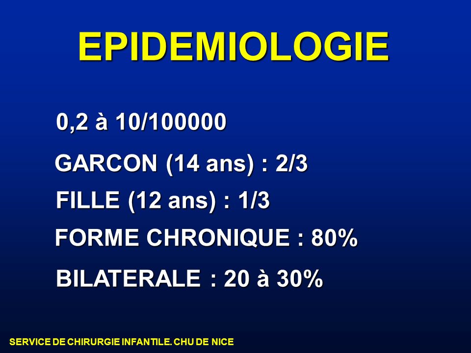 EPIDEMIOLOGIE 0,2 à 10/ GARCON (14 ans) : 2/3