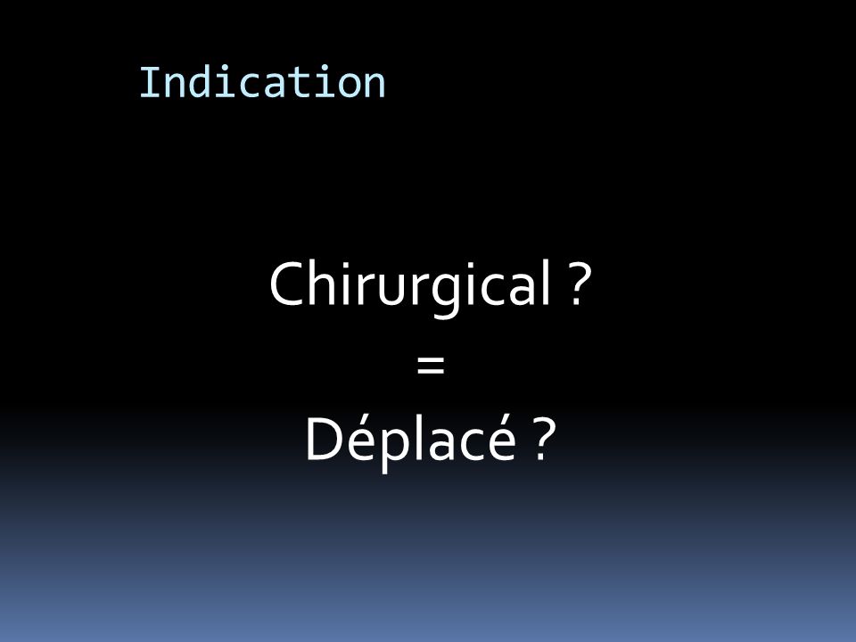 Indication Chirurgical = Déplacé