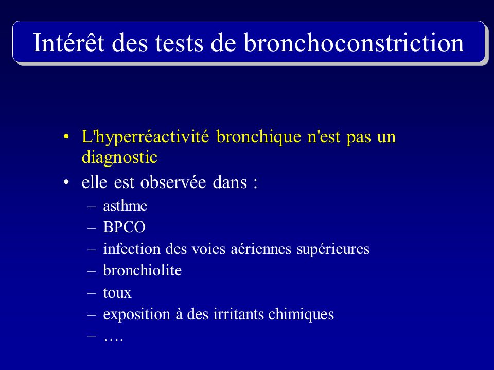 Intérêt des tests de bronchoconstriction
