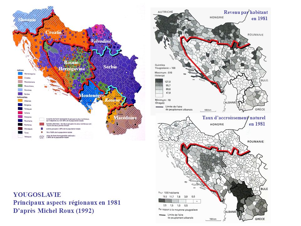 Principaux aspects régionaux en 1981 D’après Michel Roux (1992)