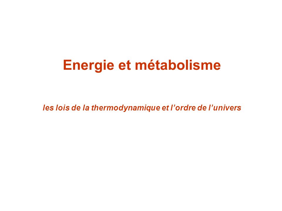 Energie et métabolisme