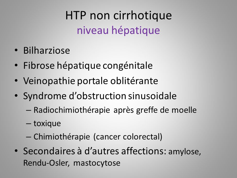 HTP non cirrhotique niveau hépatique
