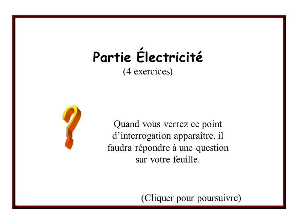 Partie Électricité (4 exercices)