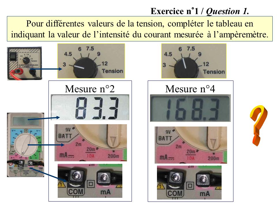 Mesure n°2 Mesure n°4 Exercice n°1 / Question 1.