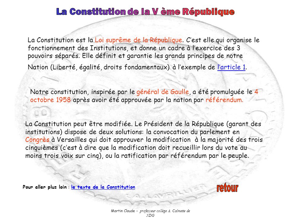 La Constitution de la V ème République