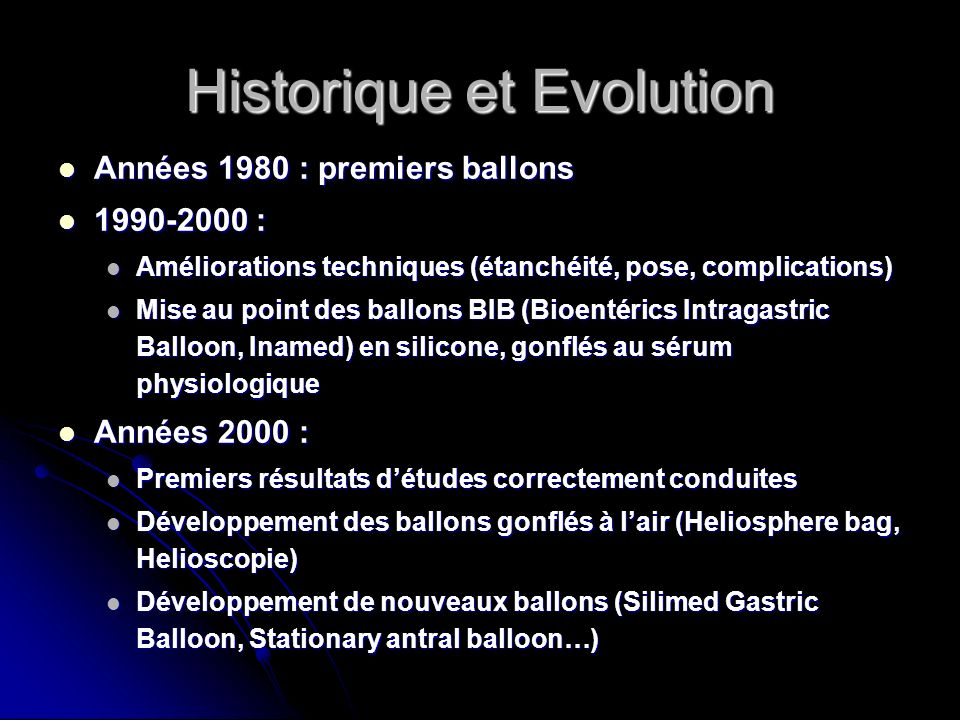 Historique et Evolution