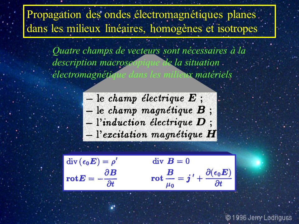 Propagation des ondes électromagnétiques planes dans les milieux linéaires, homogènes et isotropes