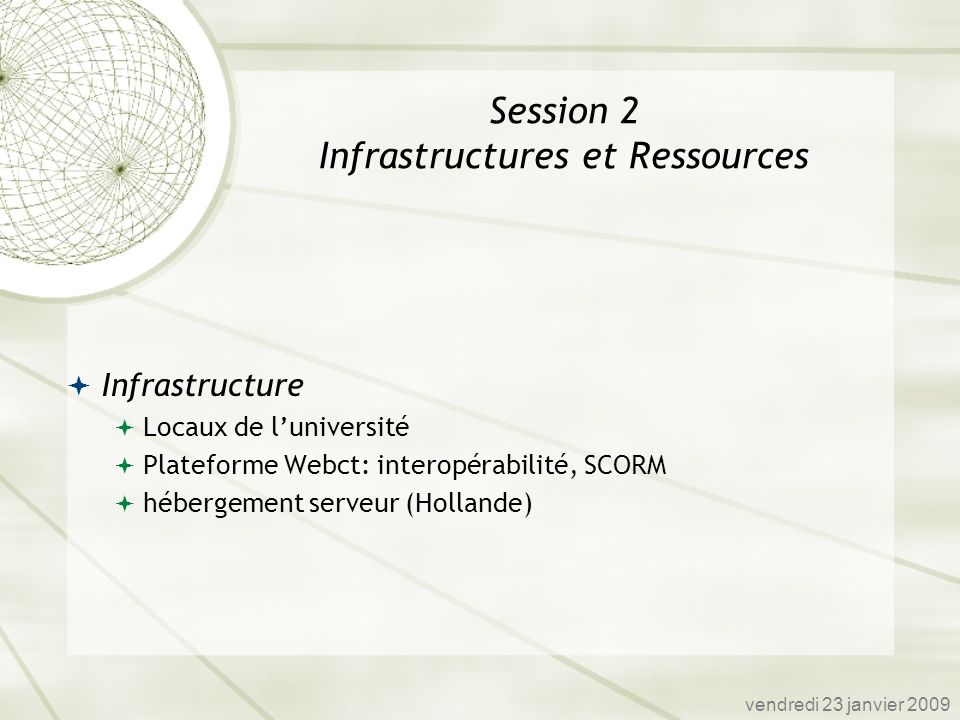 Session 2 Infrastructures et Ressources