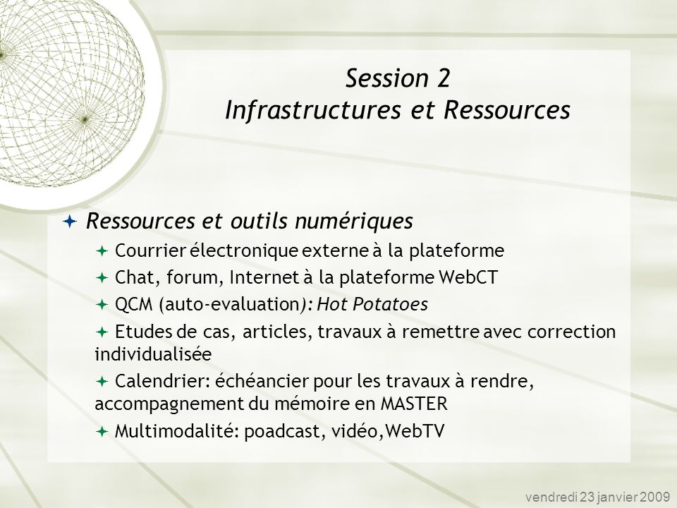 Session 2 Infrastructures et Ressources