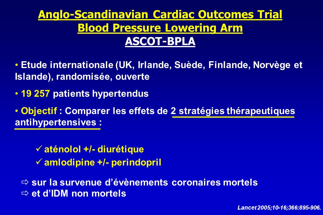 Anglo-Scandinavian Cardiac Outcomes Trial Blood Pressure Lowering Arm ASCOT-BPLA