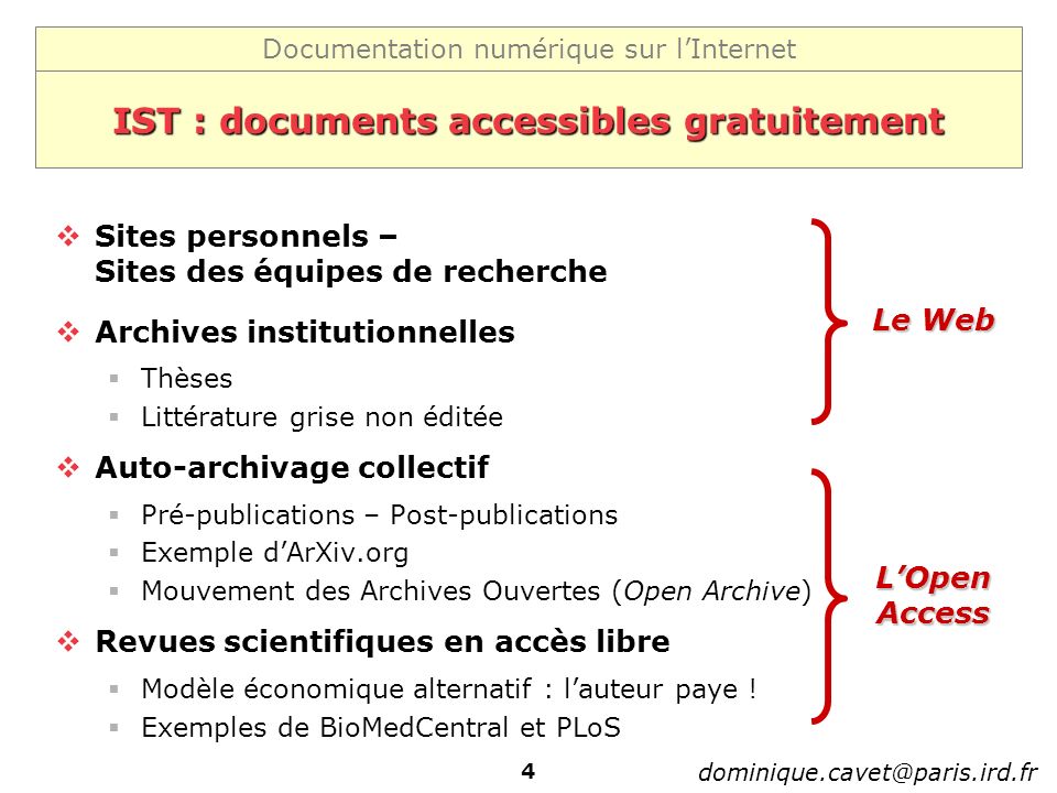 IST : documents accessibles gratuitement