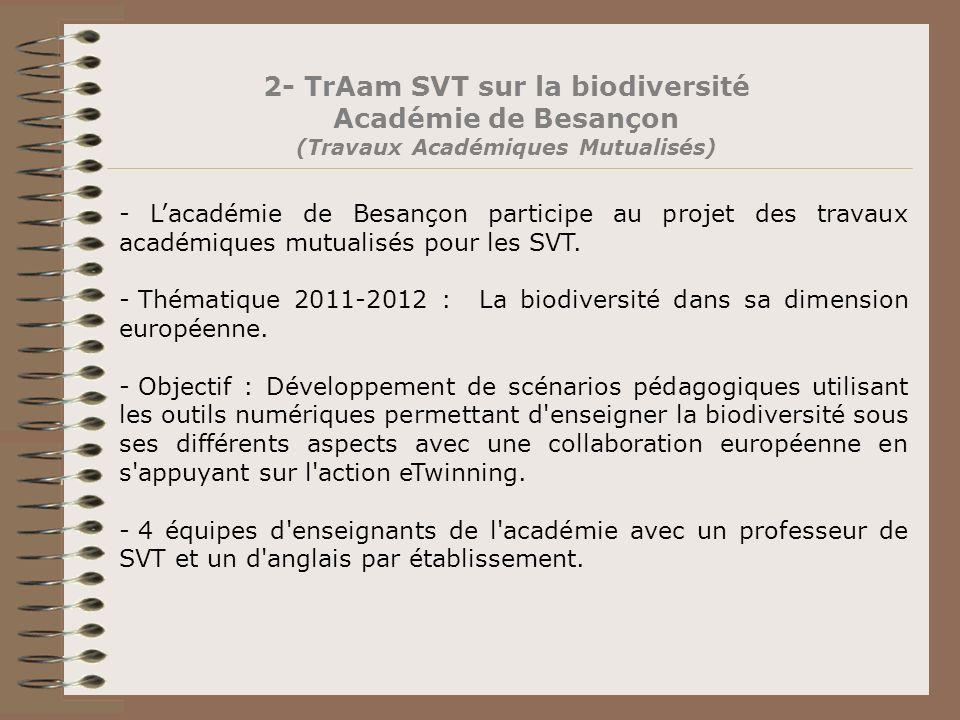 2- TrAam SVT sur la biodiversité (Travaux Académiques Mutualisés)