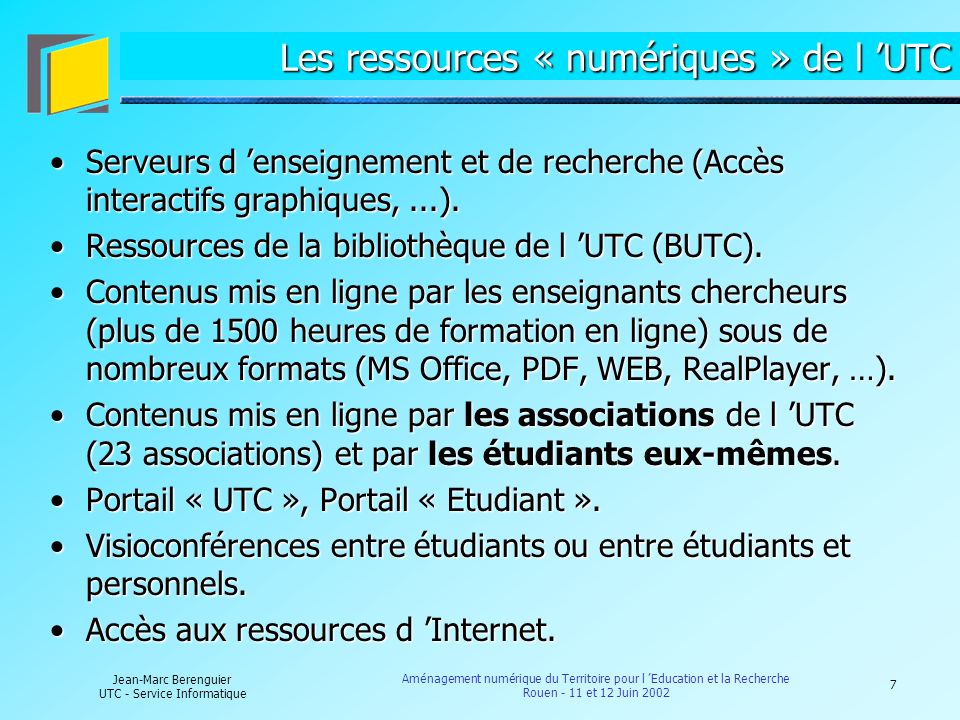 Les ressources « numériques » de l ’UTC