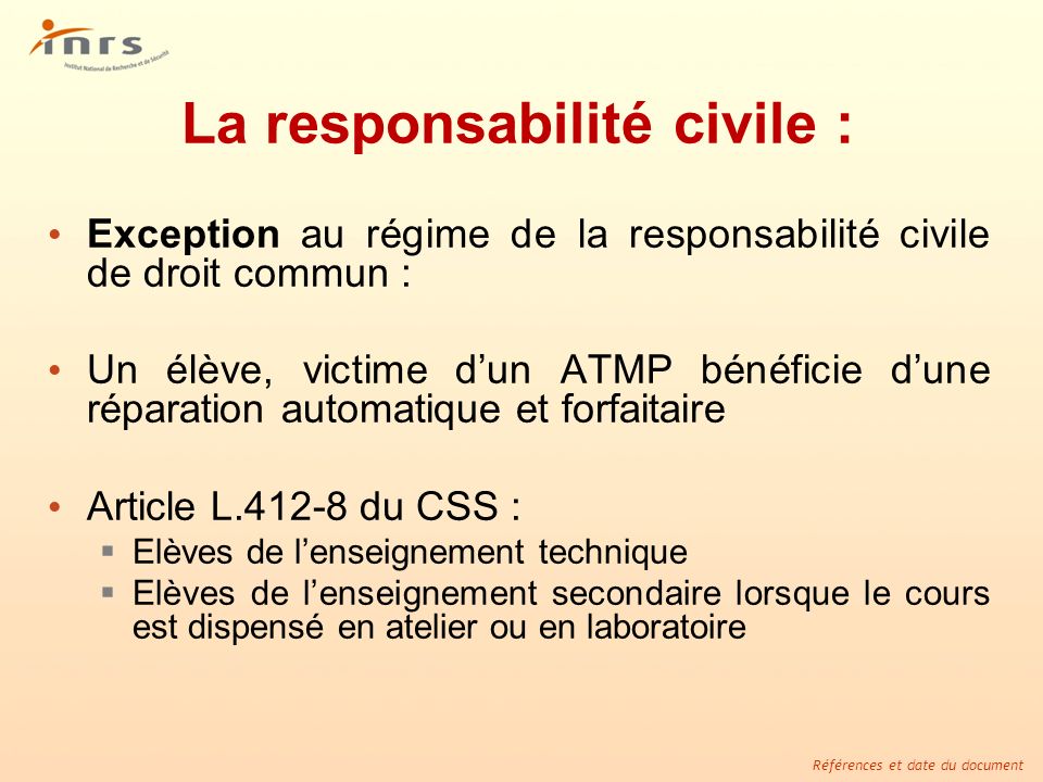 La responsabilité civile :