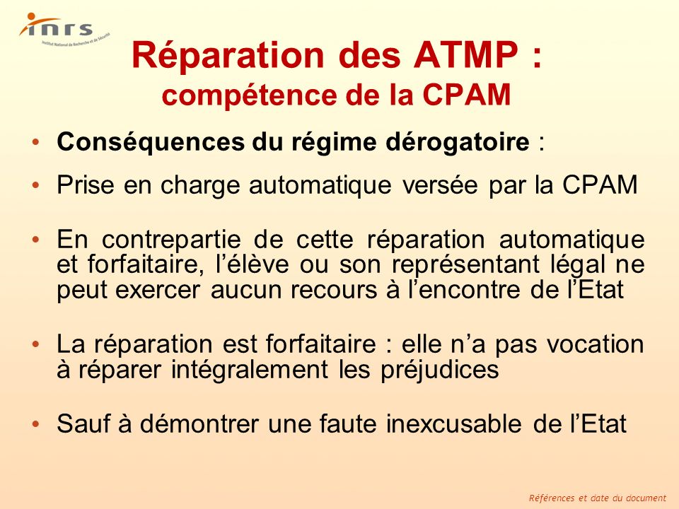 Réparation des ATMP : compétence de la CPAM