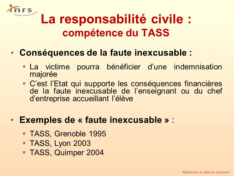 La responsabilité civile : compétence du TASS