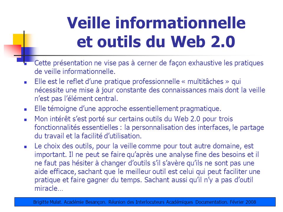 Veille informationnelle et outils du Web 2.0