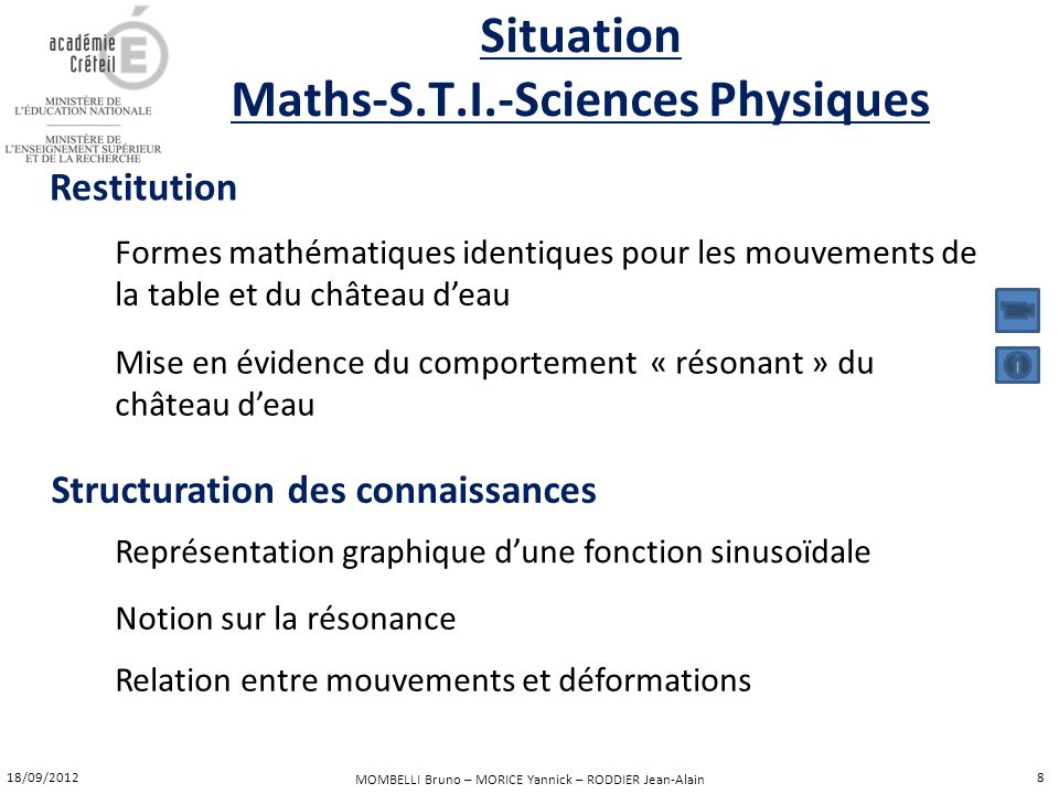 Situation Maths-S.T.I.-Sciences Physiques