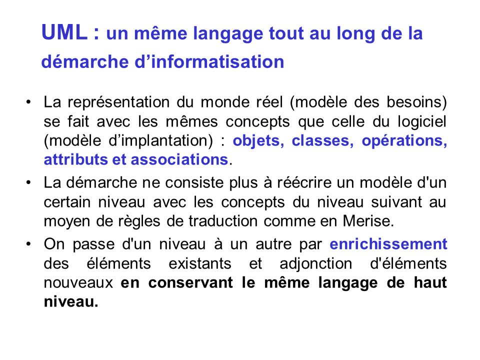 UML : un même langage tout au long de la démarche d’informatisation