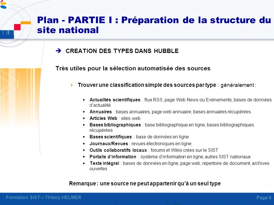 Plan - PARTIE I : Préparation de la structure du site national