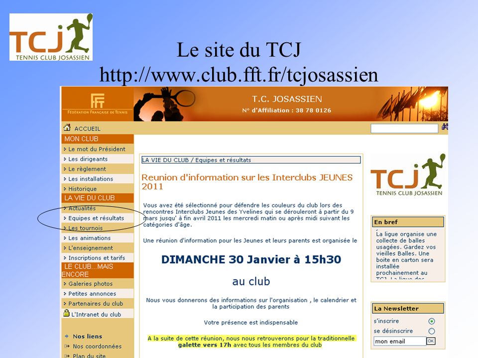 Le site du TCJ