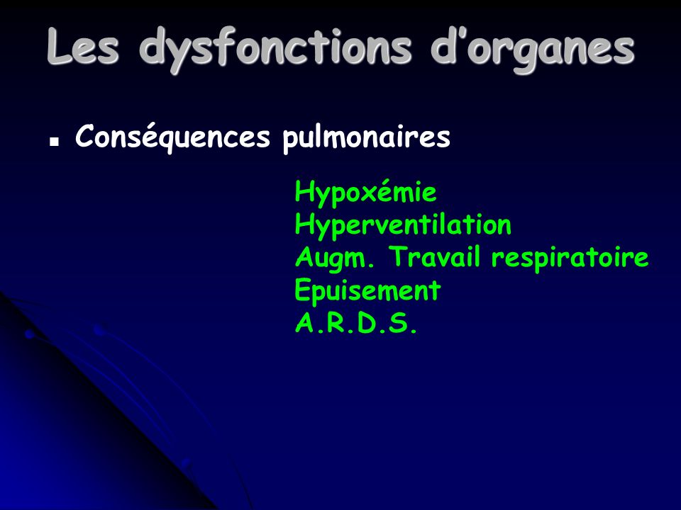 Les dysfonctions d’organes