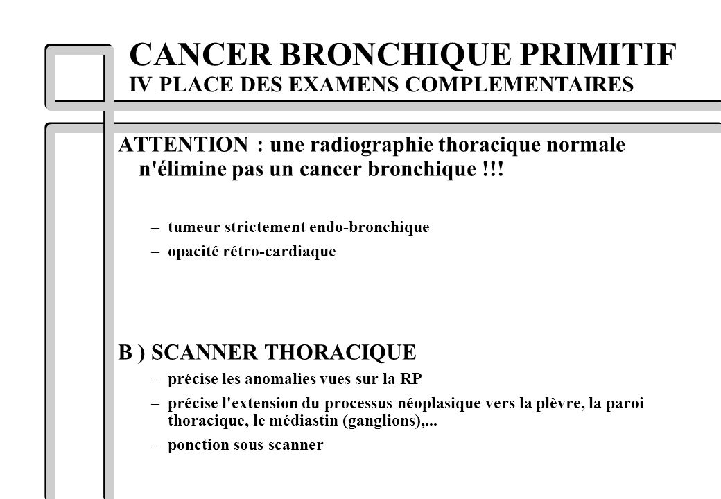 CANCER BRONCHIQUE PRIMITIF