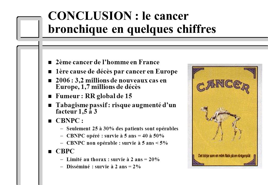 CONCLUSION : le cancer bronchique en quelques chiffres