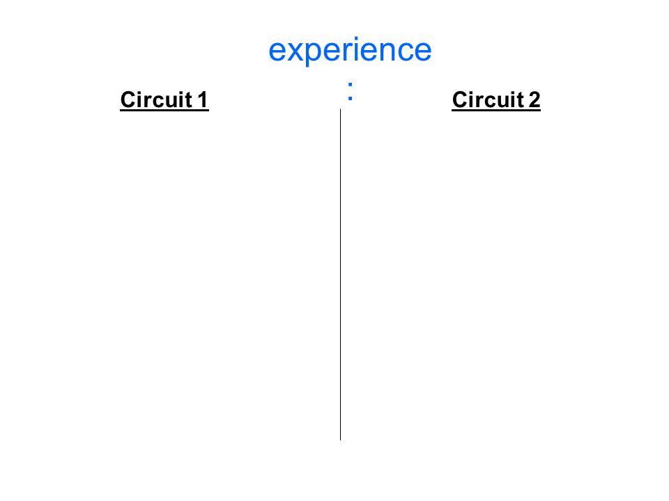 experience : Circuit 1 Circuit 2