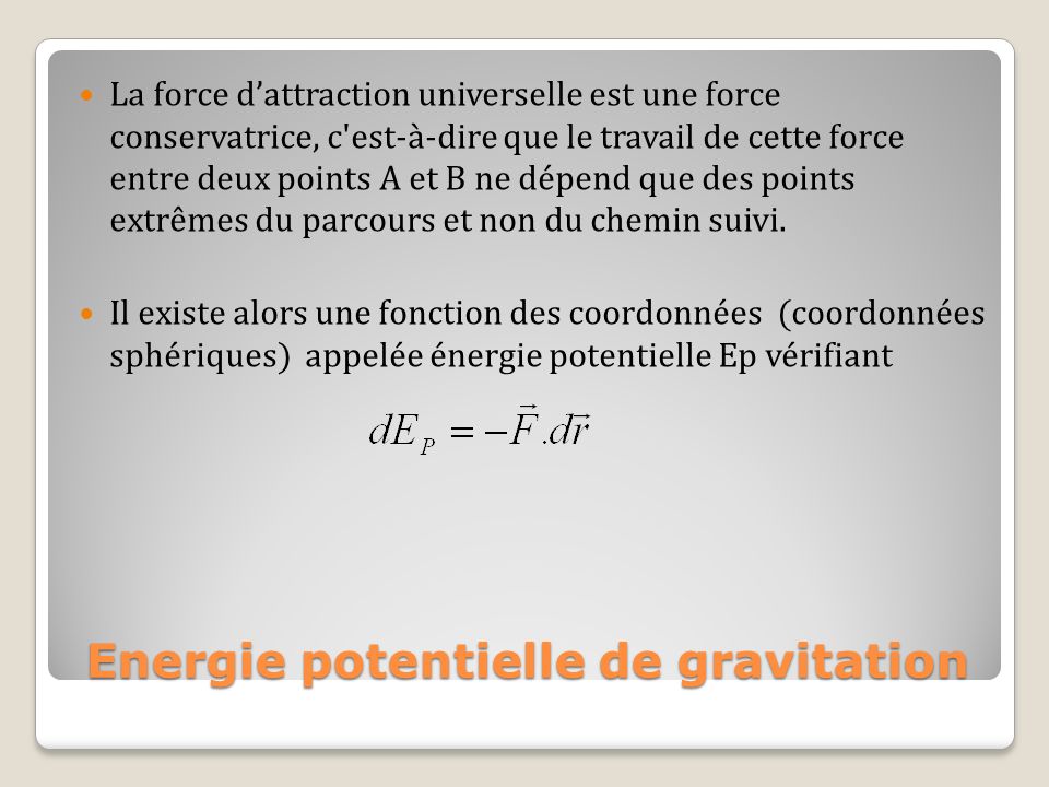 Energie potentielle de gravitation
