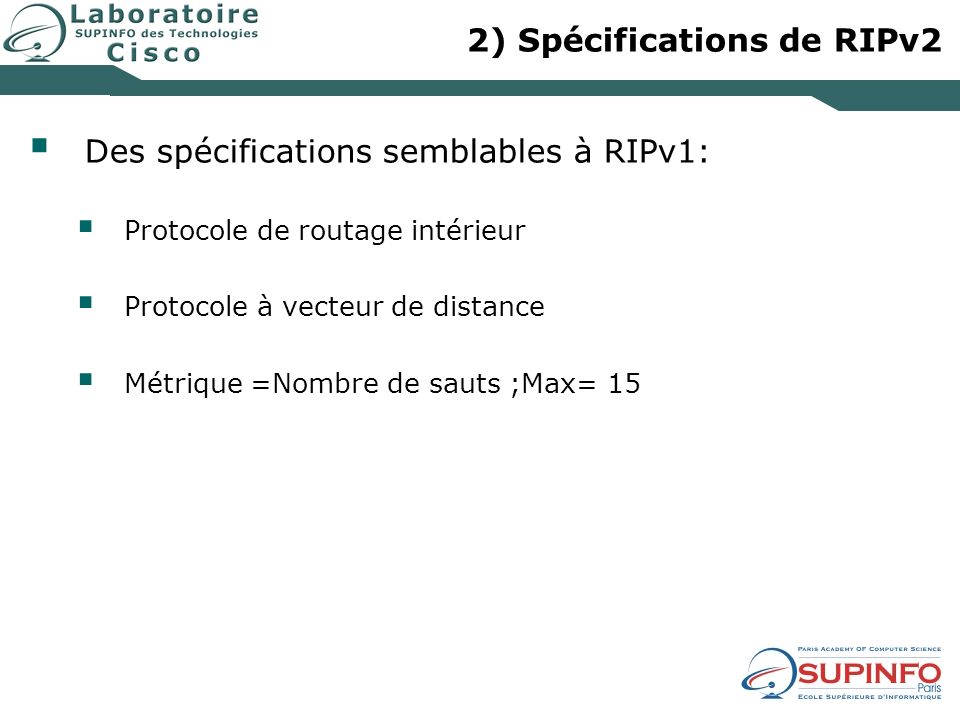 2) Spécifications de RIPv2