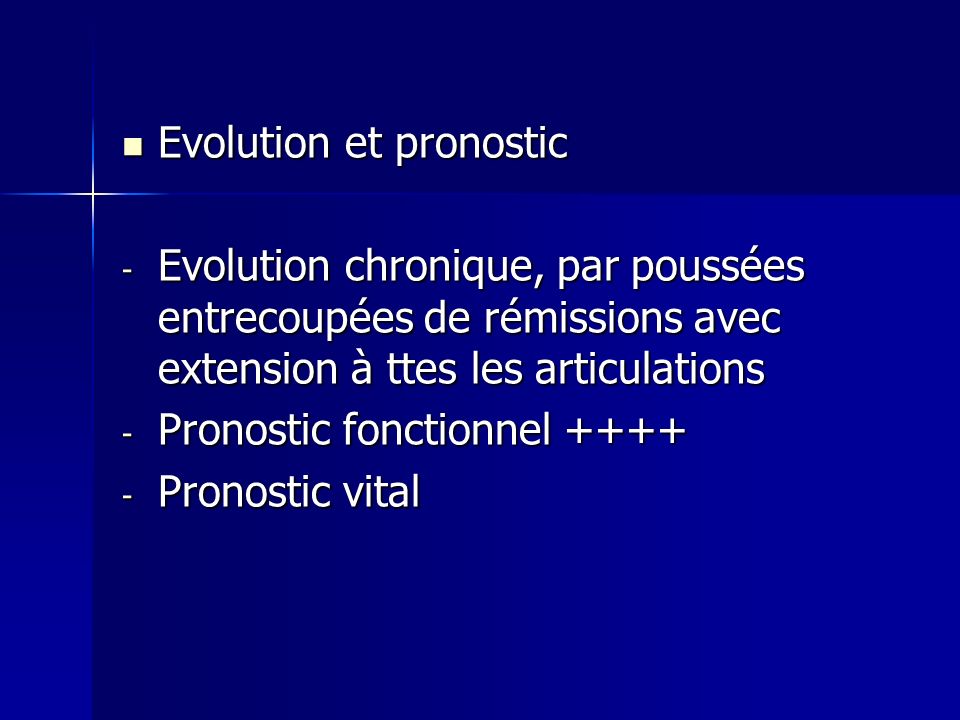 Evolution et pronostic
